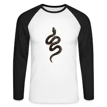 Schlange, Schlangenflüsterer Geschenk - Unisex Baseballshirt langarm - Weiß/Schwarz - Vorne - Nik (191cm)