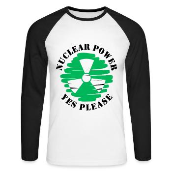 L’énergie nucléaire, oui s’il vous plaît, l’énergie nucléaire - T-shirt baseball manches longues Homme - blanc/noir - Devant - Nik (191cm)