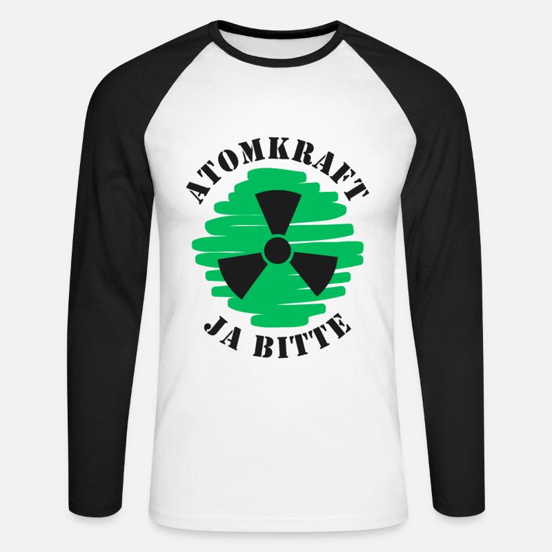 Atomkraft, Ja bitte, Kernenergie - Unisex Baseballshirt langarm - Weiß/Schwarz