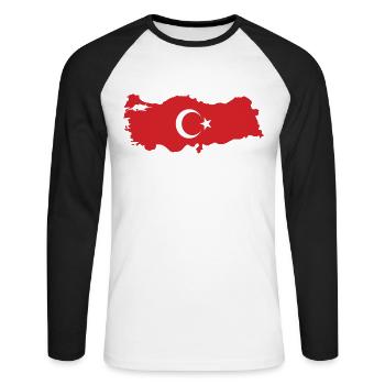 türkei turkey türkiye türke - Unisex Baseballshirt langarm - Weiß/Schwarz - Vorne - Nik (191cm)