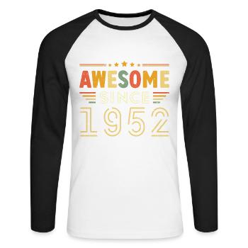 Millésime Légende 1952 Cadeau de 1952 - Né en 1952 - T-shirt baseball manches longues Homme - blanc/noir - Devant - Nik (191cm)
