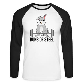 Petits pains en acier Bunny Bunny - T-shirt baseball manches longues Homme - blanc/noir - Devant - Nik (191cm)