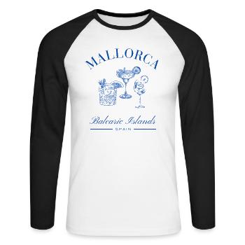 Majorque Île des Baléares Cocktail dînatoire - T-shirt baseball manches longues Homme - blanc/noir - Devant - Nik (191cm)