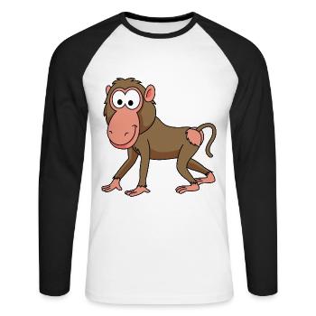 Monkey monkey comic - Unisex Long Sleeve Baseball T-Shirt - white/black - Front - Nik (191cm)