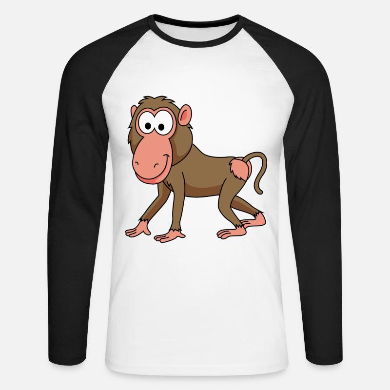 Monkey monkey comic - Unisex Long Sleeve Baseball T-Shirt - white/black