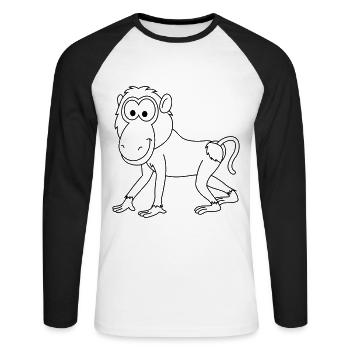 Monkey affe comic - Unisex Baseballshirt langarm - Weiß/Schwarz - Vorne - Nik (191cm)