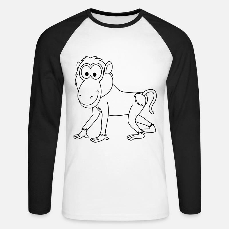 Monkey affe comic - Unisex Baseballshirt langarm - Weiß/Schwarz