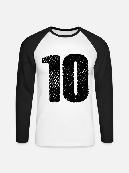 10 number jersey - Unisex Long Sleeve Baseball T-Shirt - white/black