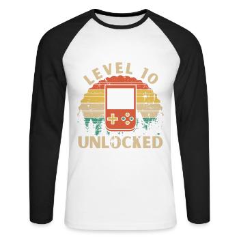 Level 10 Unlocked - T-shirt baseball manches longues Homme - blanc/noir - Devant - Nik (191cm)