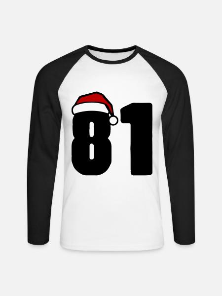 81 Number Christmas - Unisex Long Sleeve Baseball T-Shirt - white/black