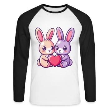 Bunny Couple In Love Easter Valentine's Day - Unisex Long Sleeve Baseball T-Shirt - white/black - Front - Nik (191cm)