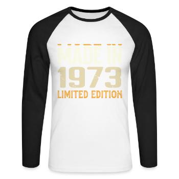 Awesome 1973 Birthday Gift Since 1973 Retro - Unisex Long Sleeve Baseball T-Shirt - white/black - Front - Nik (191cm)