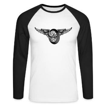 Motard moto - T-shirt baseball manches longues Homme - blanc/noir - Devant - Nik (191cm)