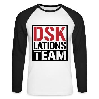 Deeskalationsteam DSKlations Team Farben änderbar - Unisex Baseballshirt langarm - Weiß/Schwarz - Vorne - Nik (191cm)