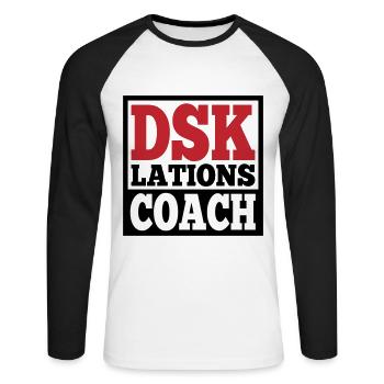 Deeskalationsteam DSKlations Coach Farben änderbar - Unisex Baseballshirt langarm - Weiß/Schwarz - Vorne - Nik (191cm)
