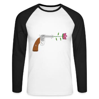 Frieden pistol rose no war flower power peace colt - Unisex Long Sleeve Baseball T-Shirt - white/black - Front - Nik (191cm)