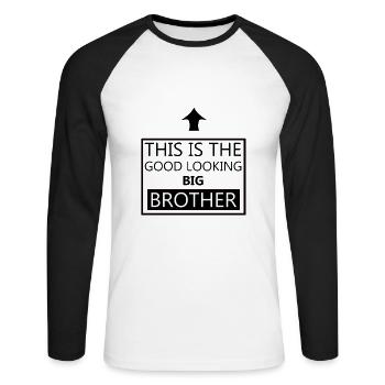 Bruder - Unisex Baseballshirt langarm - Weiß/Schwarz - Vorne - Nik (191cm)