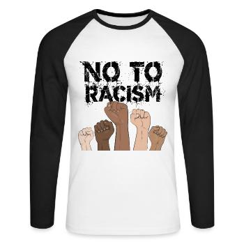 no to racism fists - contre le racisme - T-shirt baseball manches longues Homme - blanc/noir - Devant - Nik (191cm)