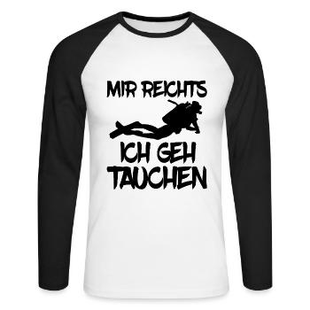 mir reichts ich geh tauchen - Unisex Baseballshirt langarm - Weiß/Schwarz - Vorne - Nik (191cm)