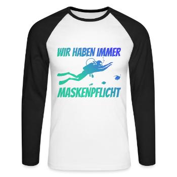 wir haben immer maskenpflicht taucher tauchen - Unisex Baseballshirt langarm - Weiß/Schwarz - Vorne - Nik (191cm)