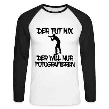 der tut nix der will nur fotografieren fotografie - Unisex Baseballshirt langarm - Weiß/Schwarz - Vorne - Nik (191cm)