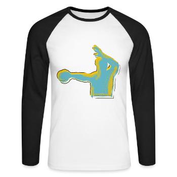 Handball Player Design - Unisex Long Sleeve Baseball T-Shirt - white/black - Front - Nik (191cm)