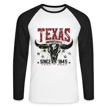Texas, United States Since 1845 USA America - Unisex Long Sleeve Baseball T-Shirt - white/black - Front - Nik (191cm)
