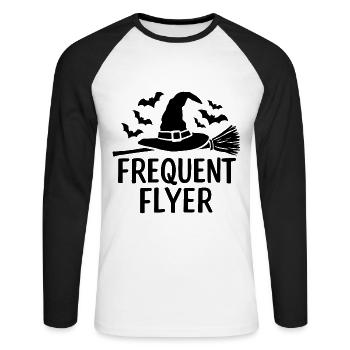 Halloween disant citation voyageur fréquent - T-shirt baseball manches longues Homme - blanc/noir - Devant - Nik (191cm)