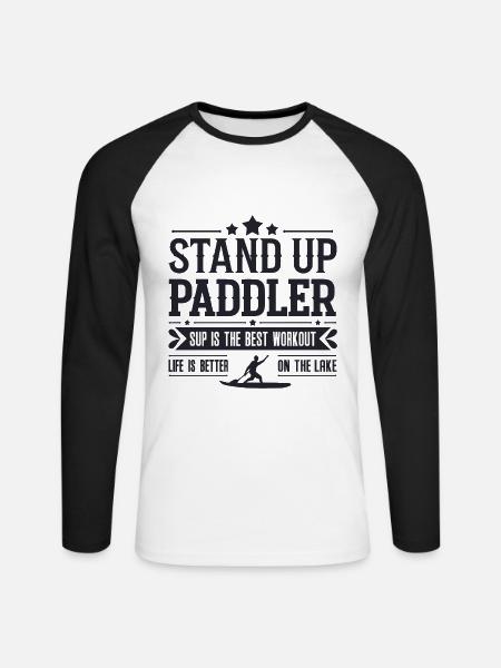 Stand Up Paddler - Unisex Baseballshirt langarm - Weiß/Schwarz