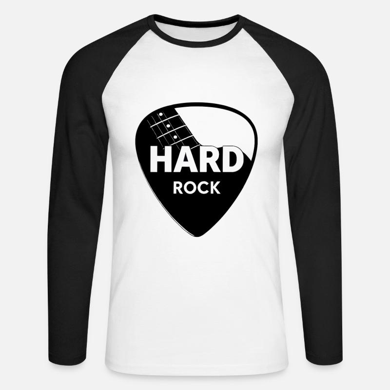 Plettro per chitarra Hard Rock - Maglia da baseball a manica lunga da uomo - bianco/nero