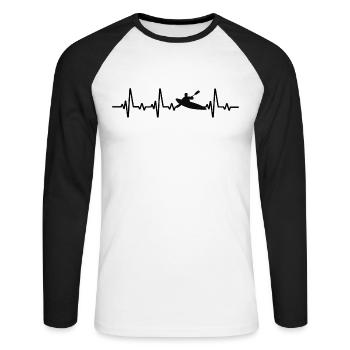 Kayak Canoë Heartbeat Kayak Pédalo - T-shirt baseball manches longues Homme - blanc/noir - Devant - Nik (191cm)