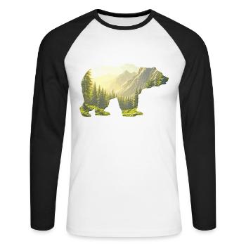 Bear 🐻 - Unisex Long Sleeve Baseball T-Shirt - white/black - Front - Nik (191cm)