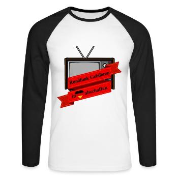 Rundfunk Gebühren in Deutschland abschaffen - Unisex Baseballshirt langarm - Weiß/Schwarz - Vorne - Nik (191cm)