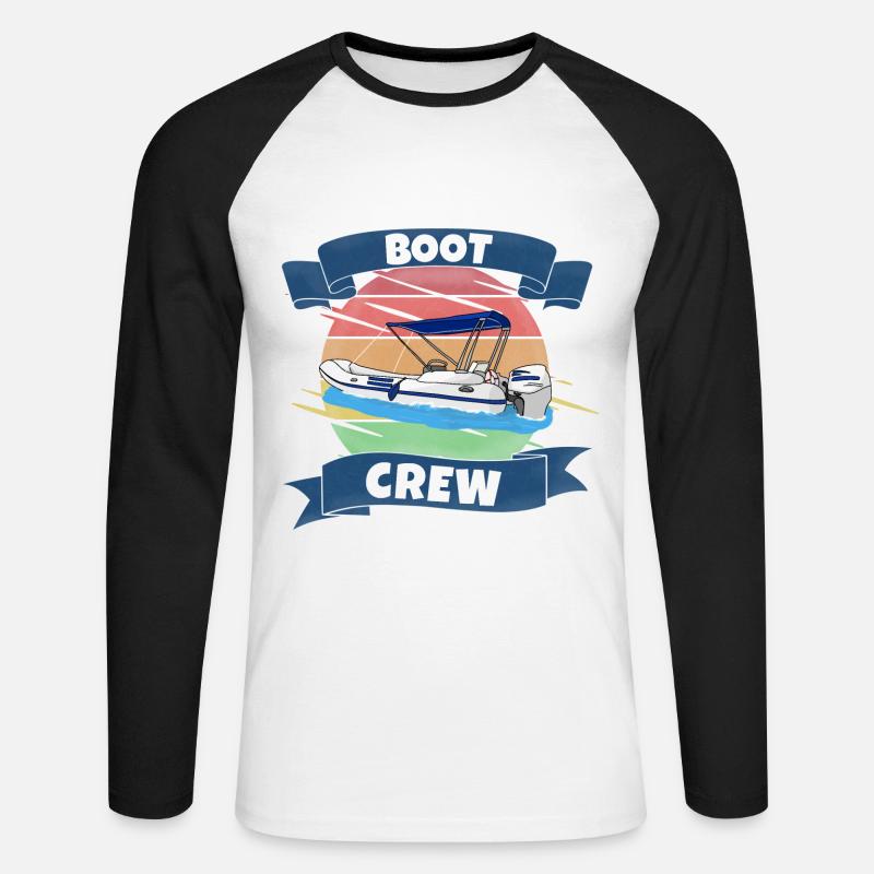 Boot crew Schlauchboot Motorboot - Unisex Baseballshirt langarm - Weiß/Schwarz