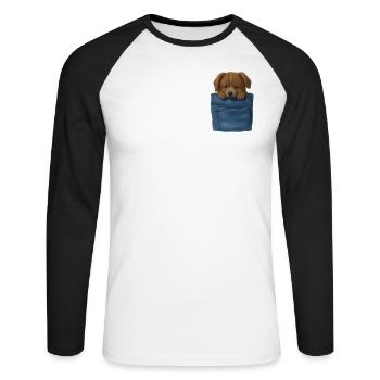 Chien de poche chien en sac - T-shirt baseball manches longues Homme - blanc/noir - Devant - Nik (191cm)