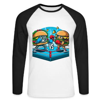 Boxing Hamburger - Unisex Long Sleeve Baseball T-Shirt - white/black - Front - Nik (191cm)