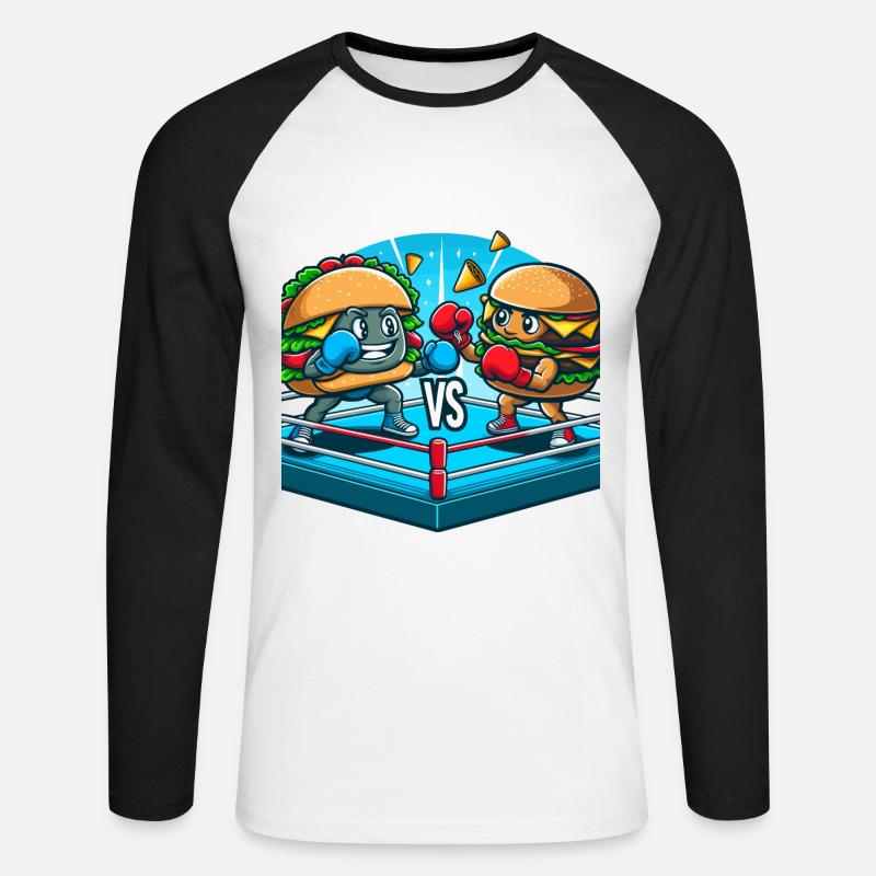 Boxen Hamburger - Unisex Baseballshirt langarm - Weiß/Schwarz
