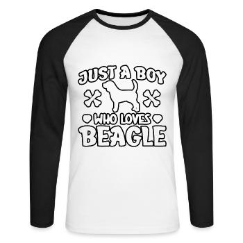 Just a boy who loves beagle - Unisex Baseballshirt langarm - Weiß/Schwarz - Vorne - Nik (191cm)