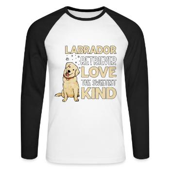 Labrador Retriever Aime l’enfant le plus doux - T-shirt baseball manches longues Homme - blanc/noir - Devant - Nik (191cm)