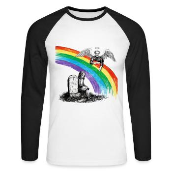 Daughter Dad Mourning Angel - Unisex Long Sleeve Baseball T-Shirt - white/black - Front - Nik (191cm)