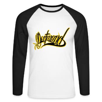Dortmund - T-shirt baseball manches longues Homme - blanc/noir - Devant - Nik (191cm)