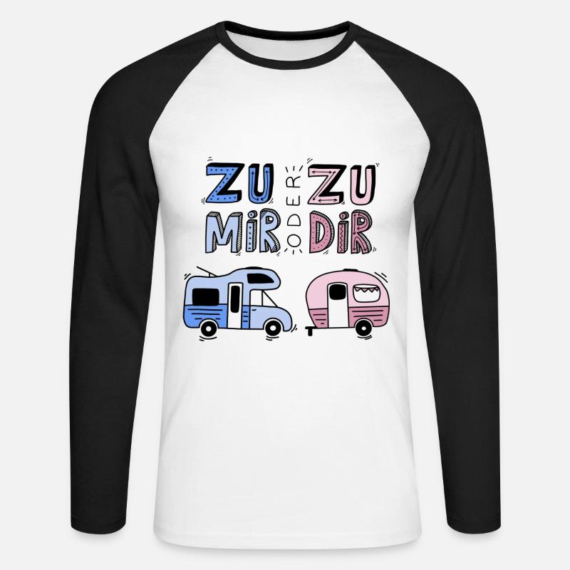 Zu mir oder zu dir - Unisex Baseballshirt langarm - Weiß/Schwarz