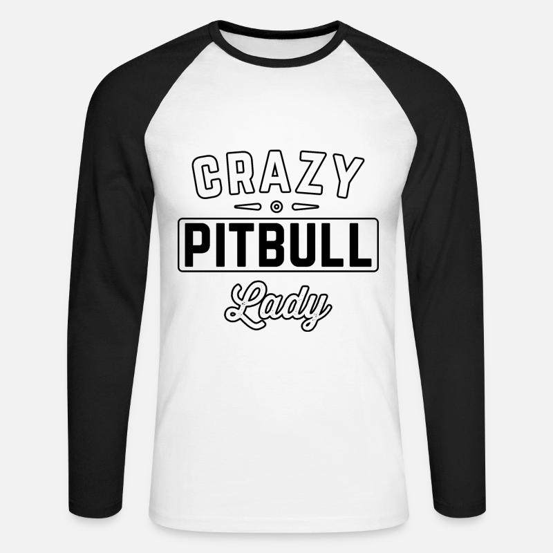 Crazy Pitbull Lady - Unisex Baseballshirt langarm - Weiß/Schwarz