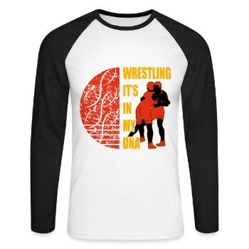 La lutte, c’est dans mon ADN - T-shirt baseball manches longues Homme - blanc/noir - Devant - Nik (191cm)