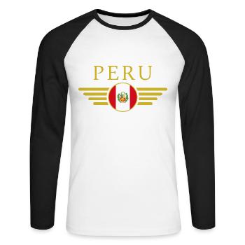 I Love Peru, Style Design T-Shirt, Clothing - Unisex Long Sleeve Baseball T-Shirt - white/black - Front - Nik (191cm)