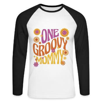 Eine groovige Mama, Ein tolle Mama - Unisex Baseballshirt langarm - Weiß/Schwarz - Vorne - Nik (191cm)