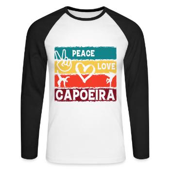 Frieden Liebe Capoeira - Unisex Baseballshirt langarm - Weiß/Schwarz - Vorne - Nik (191cm)