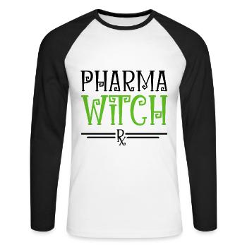 Pharmacie Halloween - T-shirt baseball manches longues Homme - blanc/noir - Devant - Nik (191cm)