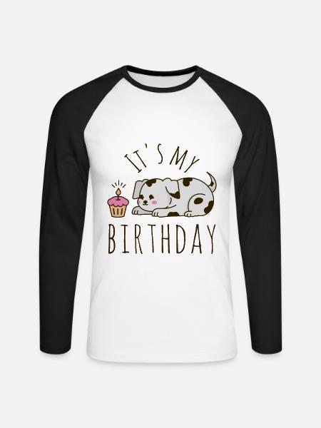 It's my Birthday Dog - Unisex Long Sleeve Baseball T-Shirt - white/black