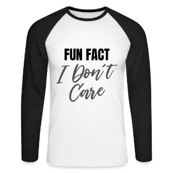 Fun Fact I don't care - Unisex Long Sleeve Baseball T-Shirt - white/black - Front - Nik (191cm)